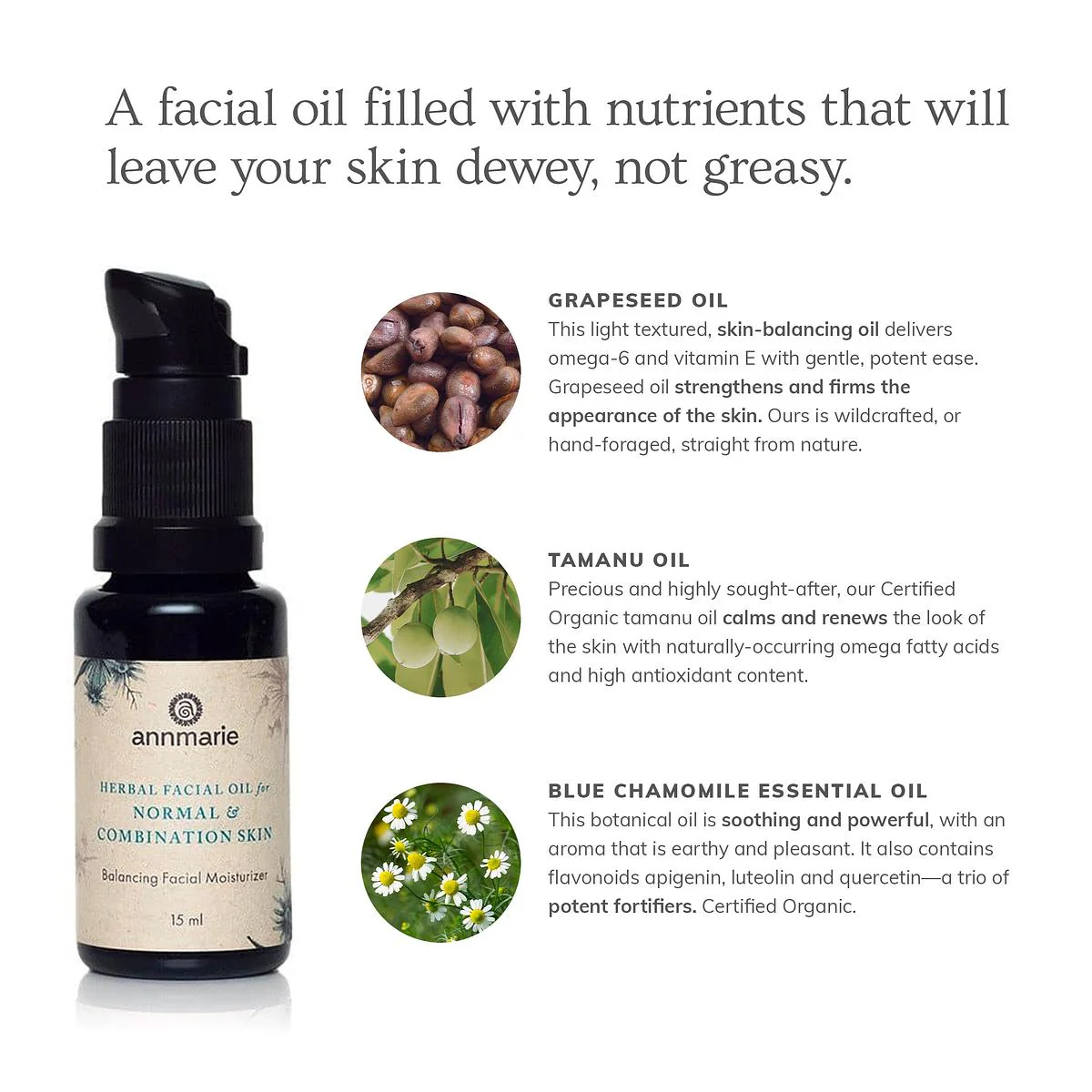 Annmarie Skin Care Herbal Facial Oil for Normal & Combination Skin (15ml) - Image 4