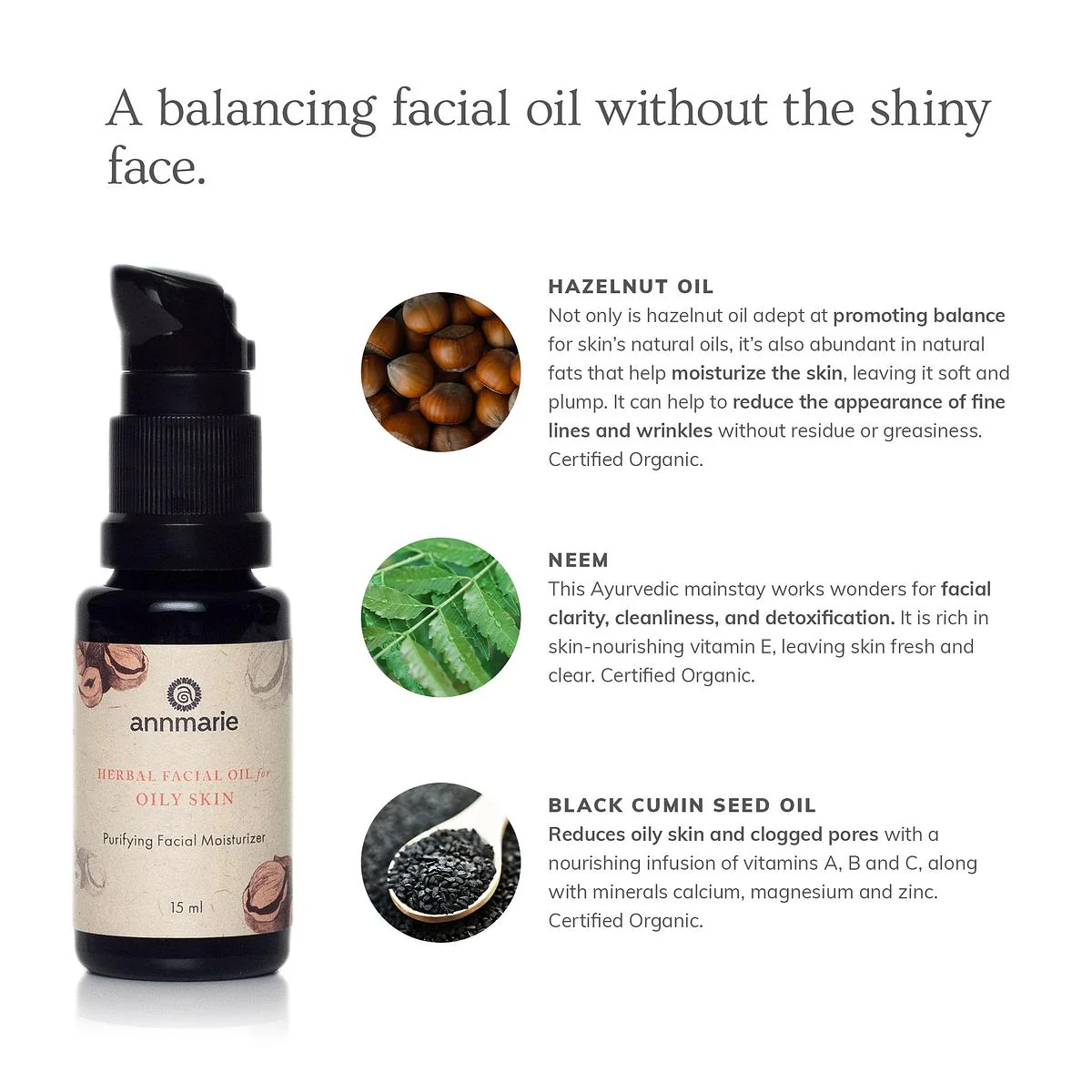 Annmarie Skin Care Herbal Facial Oil for Oily Skin (15ml) - Image 6