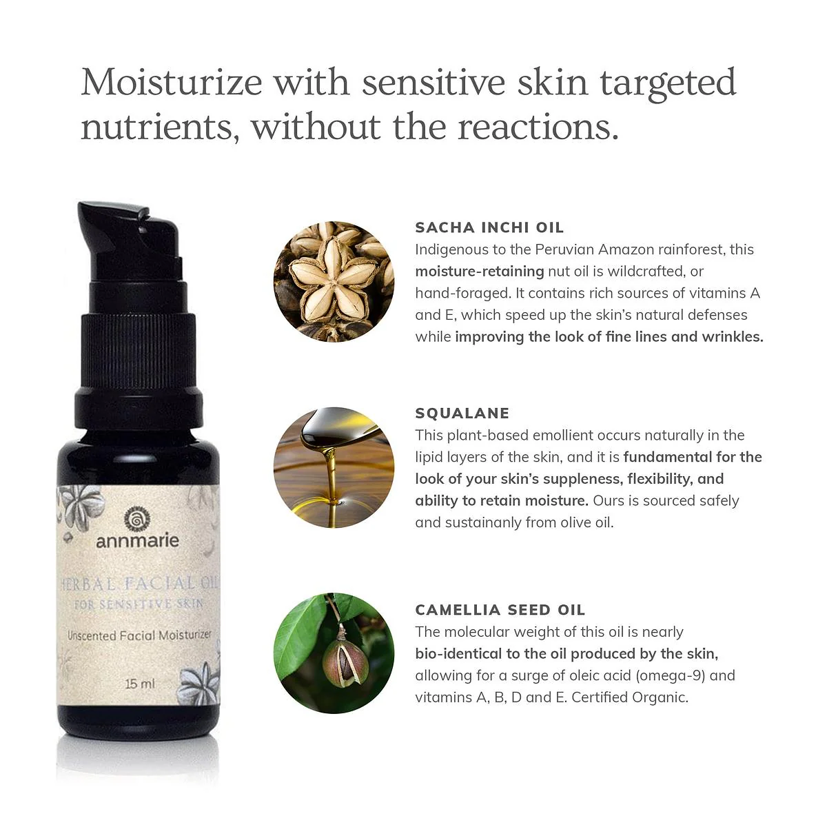 Annmarie Skin Care Herbal Facial Oil for Sensitive Skin (15ml) - Image 3